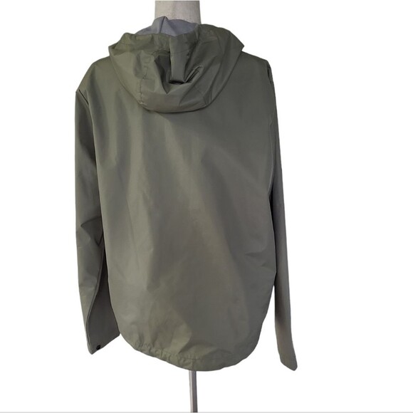 NWOT men's green wind breaker athletic sporty hooded jacket with pockets M - Picture 4 of 8